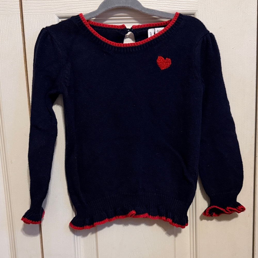 Janie and Jack Navy Sweater with Red Trim